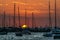 Sunset, boats and a beautiful view of Punta Del Este Uruguay