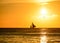 Sunset in Boracay with a boat in foreground