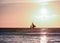 Sunset in Boracay, Philippines with a boat in foreground