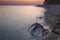 After Sunset, Boulders in the Calm Sea