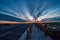 Sunset on the bridge in Daqing City