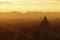 Sunset in buddhist temple,stupa,in Bagan