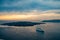 Sunset at Caldera, Panoramic View Santorini Island in Greece, Shot from Thira