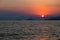 Sunset on the Calis Beach on the Aegean Sea