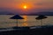 Sunset on the Calis Beach on the Aegean Sea