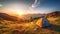 Sunset Camping Splendor: Adventurous Escape in the Majestic Mountain Range