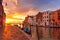 Sunset on canal Cannaregio in Venice, Italy