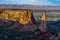 Sunset through the Canyon Gorge on the monuments in Grand Junction, Colorado