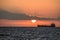 Sunset and Cargo ship