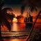 Sunset at the Caribbean Sea. AI