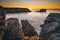 Sunset in Cascais, Portugal at Boca del Inferno famous spot for