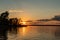 Sunset Casts Light Over Rainy Lake