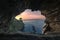 Sunset in a cave