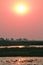 Sunset at Chobe riverfront from a boat