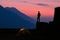 sunset in choquequirao Tent silhouette colorfull dark