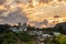 Sunset in the city of Tiradentes with streets, alleys, church and colorful colonial houses - Minas Gerais, Brazil