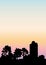 Sunset city view silhouette background