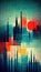 sunset cityscape abstract painting urban design AI generated