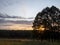 sunset on a clear day over a wooded ravine