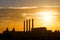 Sunset and cloud over electrical power plant