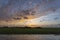 During sunset the clouds over the Geerpolder take on beautiful colors