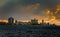 Sunset clouds and view to Malecon promenade street and Vedado di