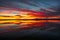 Sunset with cloudscape reflection at Chaxa lagoon, Atacama