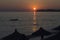 Sunset on the coast of the ionic sea. Borsh, Albania