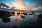 Sunset on the coast of Plimmerton near Wellington New Zealand