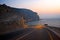 Sunset coast road in Musandam sea, Oman