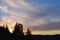 Sunset colours in the clouds as seen from a lookout in Gowland Todd Provincial Park, Vancouver Island, British Columbia, Canada