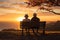 Sunset companionship a senior couple finds solace and joy on a bench