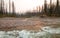 Sunset on confluence of South Fork Flathead River and Lost Jack Creek at Meadow Creek Gorge in Bob Marshall Wilderness - Montana