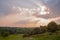 Sunset in the countryside of the United kingdom.