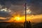 Sunset with Croatia flag on flagpole