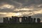 Sunset in The Cromlech of Stonehenge famous megalithic place