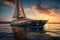 Sunset cruise a luxury yacht glides, exuding opulence against the twilight canvas