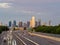 Sunset Dallas skyline with highway