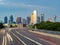 Sunset Dallas skyline with highway