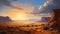 Sunset Desert Landscape: A Majestic Artgerm-inspired American Scene Painting