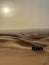 Sunset at the desert sand dunes