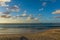 Sunset on a deserted beach in Antigua, Caribbeans