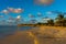 Sunset on a deserted beach in Antigua, Caribbeans