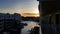Sunset docks boats water reflection