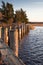 Sunset on the docks in Sag Harbor New York