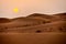 Sunset Dubai desert sand dunes