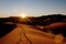 Sunset on the dunes of Merzouga Morocco