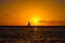 Sunset at Eagle Beach on Aruba island in the Caribbean, stunning colours on a blue water