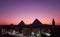 Sunset by the Egyptian pyramids of giza