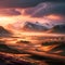 Sunset Elegance Paints a Breathtaking Panorama Across Iceland\'s Enchanting Landscape. Generative ai for illustrations